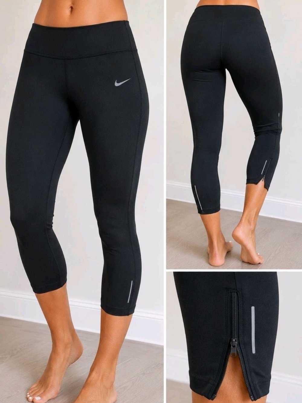 Nike Dri-FIT Women’s Medium 7/8 Running Leggings Black Athletic Pants DQ1055-010